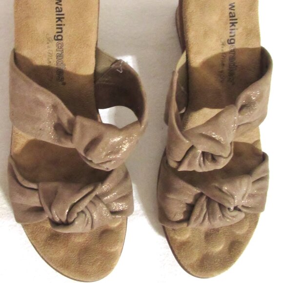 NEW Ladies WALKING CRADLES Taupe Leather Slides Heels Shoes 9 N Orig $139! - Picture 5 of 7